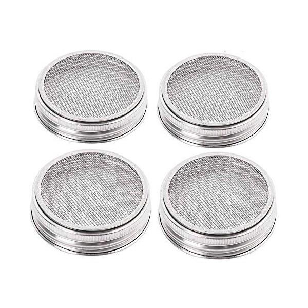 Merrday Pack of 4 Stainless Steel Sprouting Jar Lid Kit