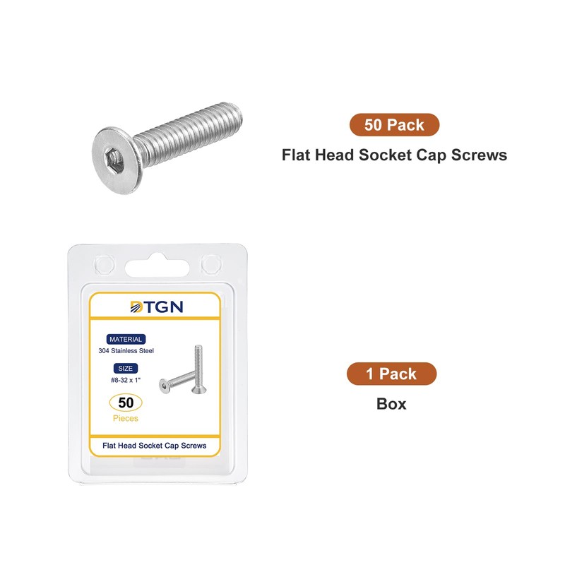 DTGN #10-32 x 1/2" Flat Head Socket Cap Screws, 50