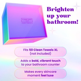 CLEAN SKIN CLUB The Prism Box for Clean Towels XL, Vibrant Storage Solution for 50 Disposable Towels, Stylish and Functional Bathroom Accessory