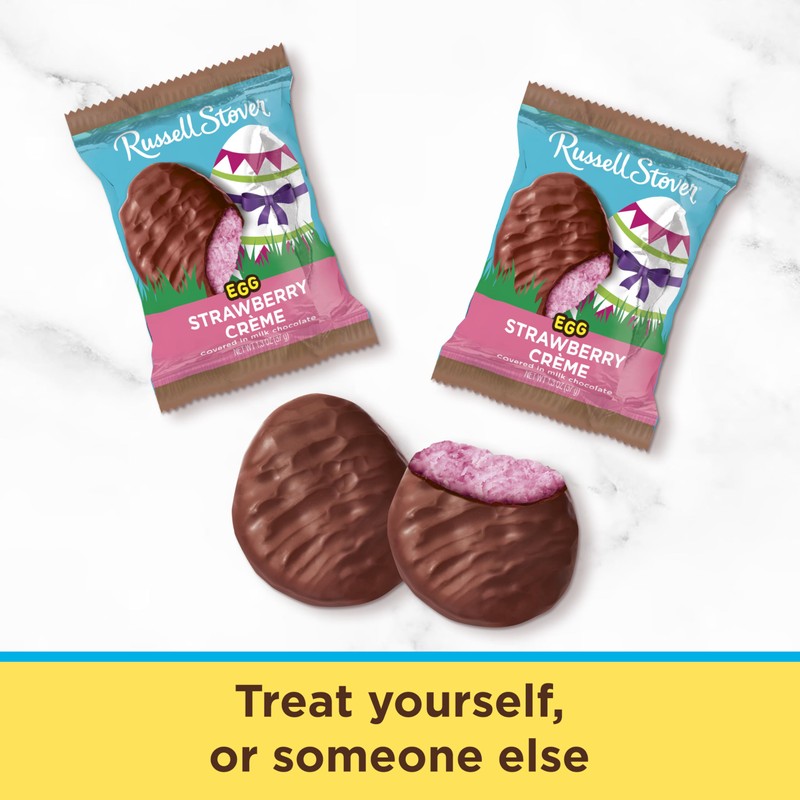 Russell Stover Easter Strawberry Crème Milk Chocolate Easter Egg, 1.3