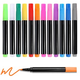 UKSHAI 12-Color Markers for Doodle Glow，Neon Dry Erase Markers for Led Drawing Board, Non-Toxic Erasable Chalk Marker for Clear Acrylic Calendar, Mirror, Window, First Day Of School Sign