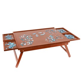 Jumbl 1000-Piece Puzzle Board Rack w/Legs | 23” x 31” Jigsaw Puzzle Table | 4 Removable Magnetic Sorting Drawers | Smooth Plateau Fiberboard Work Surface & Hardwood Construction | for Games & Puzzles