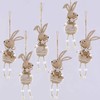 DAHI Wooden Easter Bunny Pendants 6 Pieces Easter Pendant Rabbit