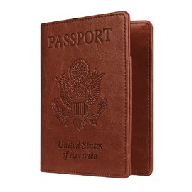 EZONEDEAL Passport Holder Travel Cover Case Wallet, RFID Blocking Travelling Wallet Holder ID Credit Business Cards Cover Case for Boarding Passes (Brown)