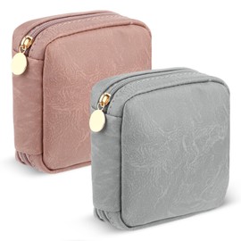 Amabro Pack of 2 Tampon Sanitary Pads Storage, Period Bag, Waterproof Storage Bag, Mini Sanitary Napkin Storage Bag with Zip, Sanitary Napkins Bag