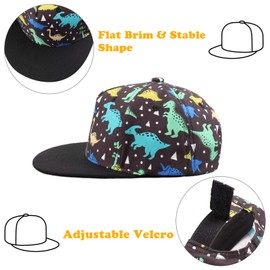 Pesaat Summer Baby Baseball Caps Toddler Sun Hat for Boys Girls Adjustable Kids Trucker Hats (Black Dinosaur, 6-24 Months)