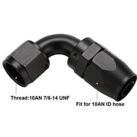 Podavelle 10AN 90 Degree Elbow Hose End Fitting Swivel Aluminum Black 2PCS