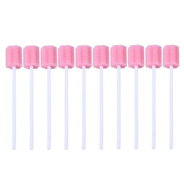 Supvox 100 pezzi di spugna per bocca monouso sterili bacchette per la cura orale tamponi di cotone spugna igiene orale bastoncini (rosa)