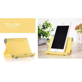 Pokanic Cell Phone Multi-Angle Stand Holder Mount Cradle Organizer Charger Station Tablet Desktop Bed Office School Kitchen Travel Foldable Portable Adjustable Universal Smartphones (Yellow)