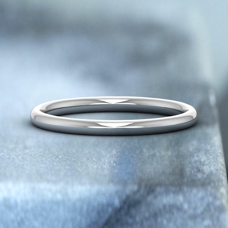 14K White Gold 2mm Plain Wedding Band (Ring Size 4.5)