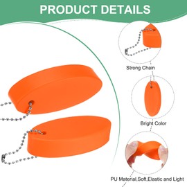 M METERXITY 6-Pack Floating Key Chain for Boating, Waterproof Bright Color Key Rings for Outdoor Water Sport/Fishing/Surfing/Sailing, Oval Shaped PU Foam Floating Keychains [Orange]