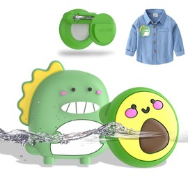 [2-Pack] Cute Design for Airtag Pin Holder Kids, Waterproof Kids Air tag Holder Hidden Air tag Case for Children, Elderly, Hidden Inside Clothes, Luggage, Backpack (Avocado & Dinosaur)