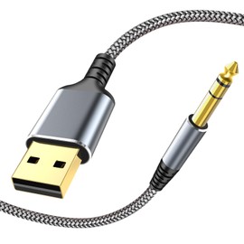 USB to 1/4" TRS Stereo Audio Cable, 4FT USB A to 6.35mm 1/4 inch Male Audio Adapter for Laptop, Windows, PC, Amplifier, Speaker, Headphones, Note: NOT Applicable to Recording, Truck, TV USB Ports
