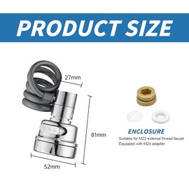 Tap Attachment Tap Extension Multifunctional Extension Tap with 3 Jet Types, Tap Attachment with Adapter for Kitchen and Bathroom Taps