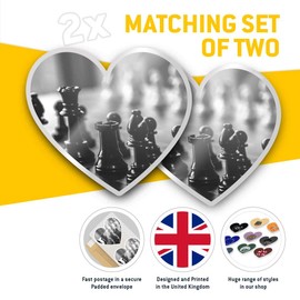 Awesome 2 x Heart Stickers 10 cm - BW - Chess Set Board Game Retro Fun Decals for Laptops,Tablets,Luggage,Scrap Booking,Fridges, 35611
