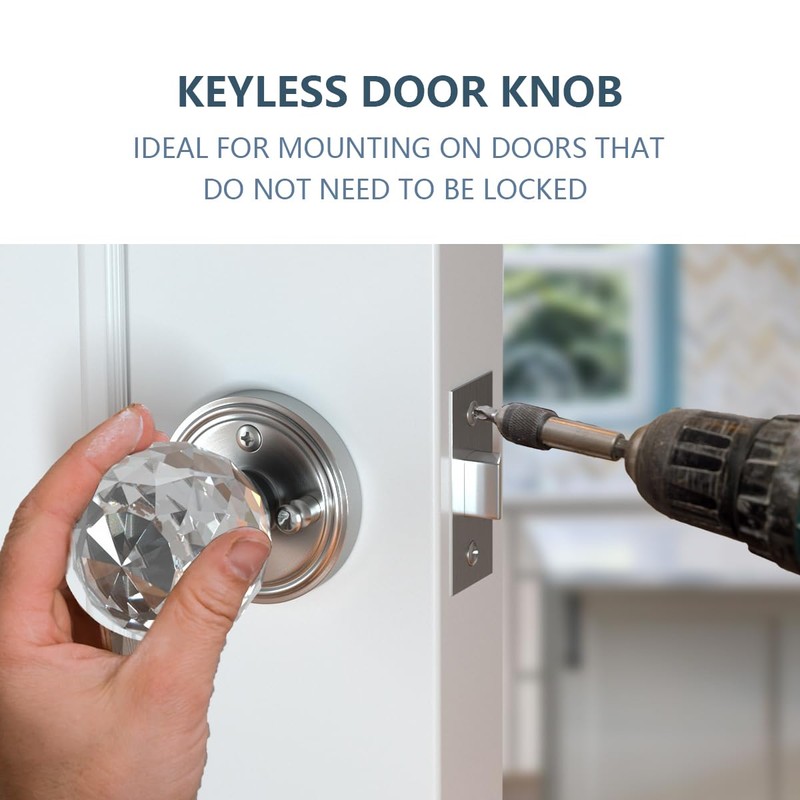 Bwintech Crystal Door Handle with Lock and Keys 1 Set,