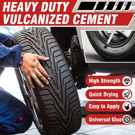 Chemical Vulcanizing Cement 8.5 FL.Oz, All Purpose Tire Repair Glue, Fast Dry Rubber Cement, Clear Patch Plug Kit with Brush Top Can for Car, Motorcycle, Bike