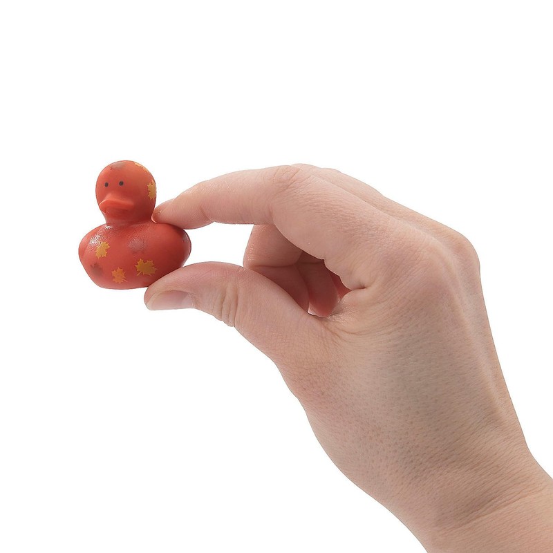 Fun Express Mini Fall Leaf-Printed Rubber Ducks - 24 Pc