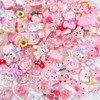 50pcs Slime Charms Cute Set,Pink Transparent Color Bulk Mixed Resin