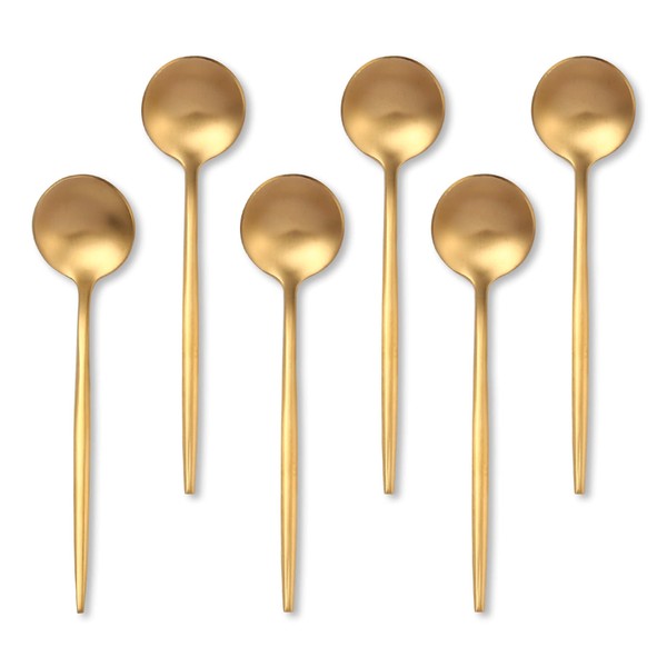 Gold Coffee Spoons Set,Stainless Steel Teaspoons of 6,Espresso Spoons 5.11
