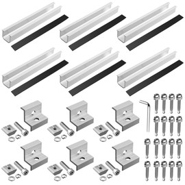 JiGiU 6PCS Solar Panel Mounting Bracket Kits with 7.87 in Aluminium Solar Panel Mounting Rail 30mm/35mm Solar Panel End Clamps Solar Panel Z-Bracket for Metal Roof, Tin Roof, Flat Roof, Sheet Roof