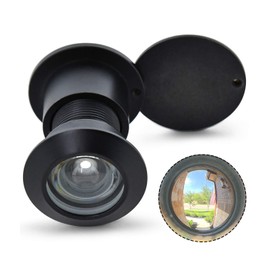 Earl Diamond - Solid Brass Door Viewer Peephole, 220-Degree Security Peephole with Heavy Duty Rotating Privacy Cover for 1-21/32" to 2-1/8" Doors for Home Office Hotel - Modern Black Finish