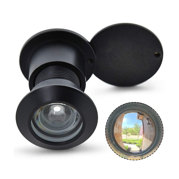 Earl Diamond - Solid Brass Door Viewer Peephole, 220-Degree Security Peephole with Heavy Duty Rotating Privacy Cover for 1-21/32" to 2-1/8" Doors for Home Office Hotel - Modern Black Finish