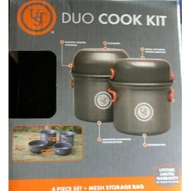 UST Brands 20-12563 Duo cook kit Backpacking Kitchen Camping Cookware Bowl Cup Cook Kit Lightweight, compact, bpa free, anodized aluminum construction for camping, hiking, emergency and picnics, gray