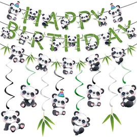 Panda Party Decoration, Panda Decorations Happy Birthday Banner, Panda Decoration Set for Birthday Party, Panda Children's Birthday Decoration, Panda Themed Baby Shower (02)