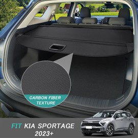 VEENJOY Cargo Cover for Kia Sportage 2023 2024 2025 Accessories Retractable Trunk Cover Security Shielding Shade Cargo Luggage Cover Trunk Storage Privacy Protection (Carbon Fiber Texture)