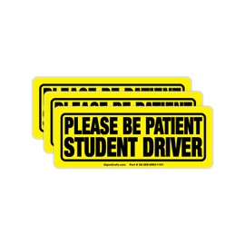 SIGNOGRAFX Please Be Patient Student Driver Car Magnet sign, New Drivers Vehicle Magnets, 3-Pack, 9 x 3.5 Inches, High reflective