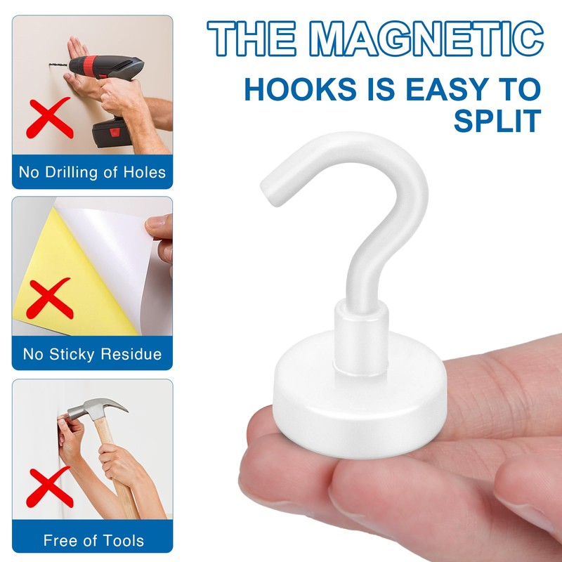 LOVIMAG Cruise Ship Essentials, 150Lbs Magnetic Hooks Heavy Duty, White