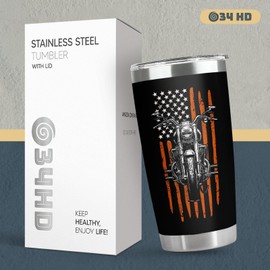 34HD Motocycle Father Day Gifts, I Dream Im A Motocycle Tumbler with Lid 20 oz Stainless Steel, Biker Dad Mug, Dirt Bike Birthday Gifts for Father, Men, Husband