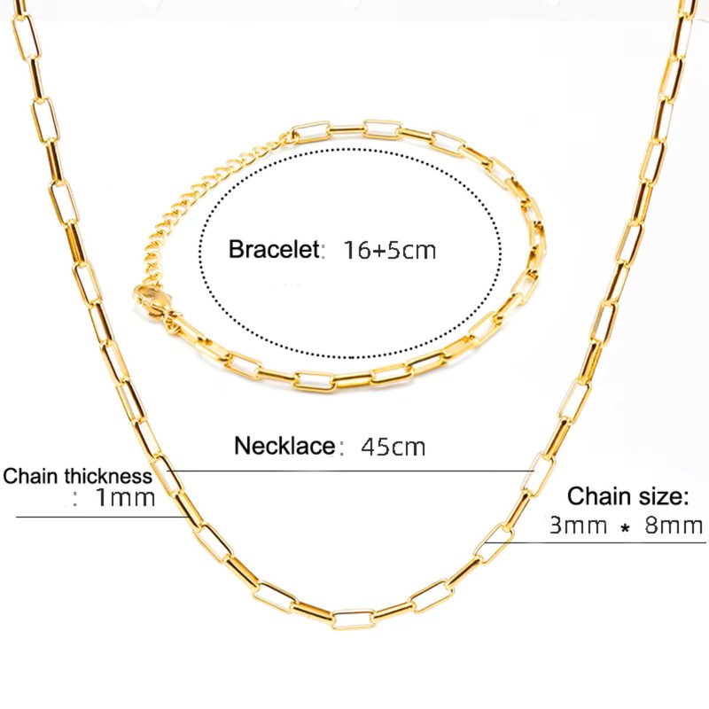 Waterproof Gold Plated Paperclip Chain, Razzberry Designer Jewellery, 316 Stainless