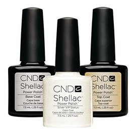 CND Original Shellac Silver Vip Status Plus Base Coat Plus Top Coat 7.3 ml 1er Set 1 x 22 ml