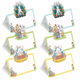 60 Pcs Spring Easter Egg Bunny Table Card Happy Easter Party Tent Buffet Card Table Setting Dinner Name Place Cards Easter Die-Cut Place Cards for Winter Dinner Party Table Wedding Supplies
