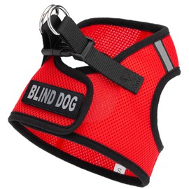 Dogline Boston Step in Mesh Dog Harness with Blind Dog Patch No Choke Pet Vest Soft Gentle Padded Chest Halter for Puppies Small Medium and Large Dogs 21 to 24 inches Girth Red