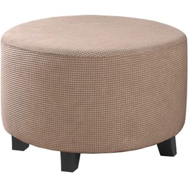 DKSLIPGO Ottoman Cover Stretch Ottoman Slipcover Round Ottoman Storage Cover Folding Stool Covers Furniture Protector Cover (Sand,Large)