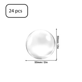 Glass Cabochons 24Pieces 50mm for Jewelry Making Round Dome Cabochons Clear Glass Dome Tile Cabochon Half Round Flat Clear Glass Gem Stones for DIY Crafts Craft Photo Charms (24PCS 50mm)