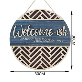 Zcbzbn Fun Welcome Sign HaustüR Willkommen HäNgende Zeichen, Weiß Auf Blau, Klassisch Rustikale BegrüßEn Wanddekor TüRdekor Home Porch Decor 12 X 12 In