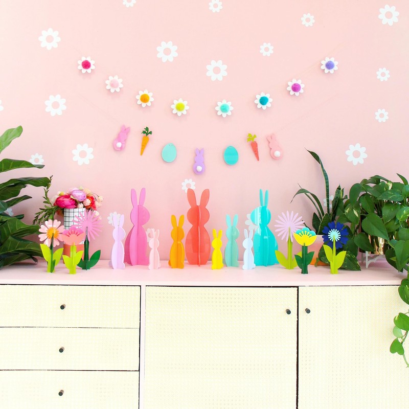 C.R. Gibson Kailo Chic Acrylic Bunny Spring and Easter Decorations,