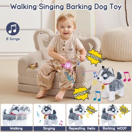 Aceshop Walking Dog Toys for Kids, Electronic Dog Toys for Kids with 8 Songs Interactive Electronic Pets Dog with Walking Barking Repeating Singing Tail Wagging on Lead Electronic Pets Puppy for Kids