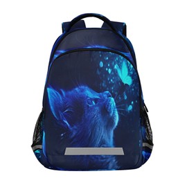 ALAZA Cat And Butterfly With Blue Light Backpacks Travel Laptop Daypack School Book Bag for Men Women Teens Kids one-size