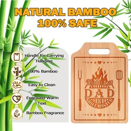 Father's Day Gift, Birthday Gifts for Dad from Daughter, Son - Engraved Bamboo Cutting Board 31 * 22 * 1cm,Christma, Fathers Day, Stocking Stuffers for Men