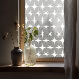 ChicSkin Pure White Window Privacy Film Decorative Pattern Design, Removable Frosted Glass Window Film Cling for Glass Window Door, Starbursts 78.74"x15.35"
