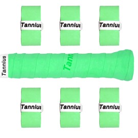 Tannius Tennis Racket Grip Tape, 6 Pack Tacky Tennis Grips, Absorbent and Enhanced Tennis Racquet Overgrip (6-Pack Green)
