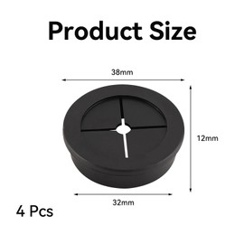 4 Pcs Black Round Cable Grommet,Flexible Soft Rubber Grommets,Durable 32mm Desk Hole Grommet,Reuasble Anti-Dust Cable Hole Cover,for Office Home Computer Desk Cable Cord Organize