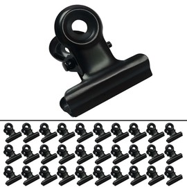 FZGUSYAF 22mm Bulldog Clips Black Round Paper Binder Metal File Clamps Home Office Supplies - 30 Pack