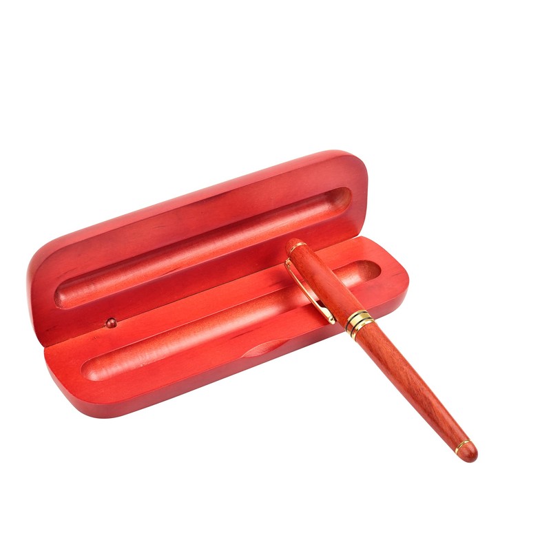 Wooden Ballpoint Pen Pen Case Set, Oil-based, Black Core, Present,
