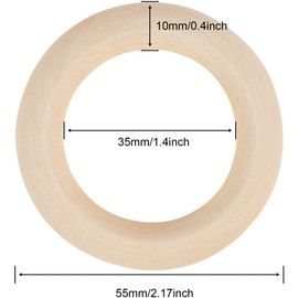 DDSHUN 20 Pcs Wooden Rings Unfinished Natural Wood Rings 55mm Outer Diameter Round Connectors Wood Loop Ring for DIY Crafts Jewelry Making Pendant Connectors Ornaments Home Decor (55 mm)